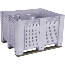 Decade M40PGY2 Pallet Container Vented Wall 48x40x31 Long Side Runners Gray 1500 Lb Capacity