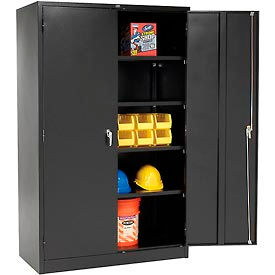 Global Industrial 603600BK Global Industrial™ Heavy Duty Storage Cabinet, Turn Handle, 48"Wx24"Dx78"H, Black, Assembled image.