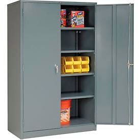 Global Industrial 603600GY Global Industrial™ Heavy Duty Storage Cabinet, Turn Handle, 48"Wx24"Dx78"H, Gray, Assembled image.