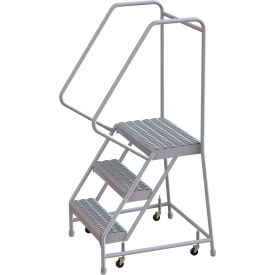 Tri Arc Mfg WLAR103165 3 Step Aluminum Rolling Ladder, 16"W Grip Step, 30" Handrails - WLAR103165 image.