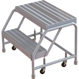 Tri Arc Mfg WLAR002244 2 Step Aluminum Rolling Ladder, 24" W Ribbed Step, W/O Handrails - WLAR002244 image.