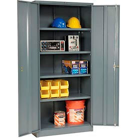 Global Industrial 603599GY Global Industrial™ Storage Cabinet, Turn Handle, 36"Wx18"Dx78"H, Gray, Assembled image.