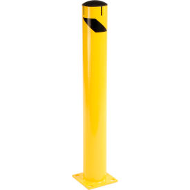 Global Industrial 652900M Global Industrial™ Steel Bollard w/Chain Slots & Removable Cap, 5-1/2"Dia. x 42"H, Yellow image.