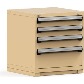Rousseau Modular Storage Drawer Cabinet 30x27x32, 4 Drawers (3 Sizes) w/o Divider, w/Lock, Beige