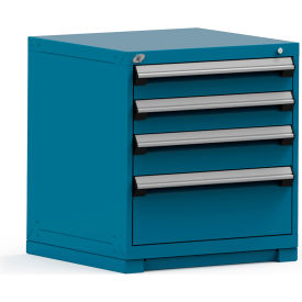 Rousseau Modular Storage Drawer Cabinet 30x27x32, 4 Drawers (3 Sizes) w/o Divider, w/Lock, Blue