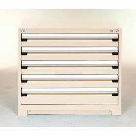 Rousseau Metal Inc. R5PDG-3004-041 Modular Storage Drawer Cabinet 30x27x32, 5 Drawers (2 Sizes) w/o Divider, w/Lock, Beige image.