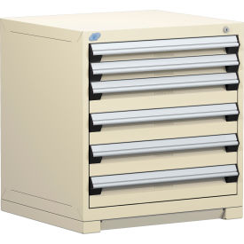 Rousseau Metal Inc. R5PDG-3008KD-41 Rousseau Modular Storage Drawer Cabinet 30x27x32, 6 Drawers (2 Sizes) w/o Divider, w/Lock, Beige image.
