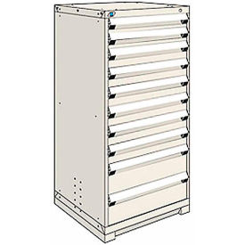 Rousseau Modular Storage Drawer Cabinet 36x24x60, 10 Drawers (3 Sizes) w/o Divider, w/Lock, Beige