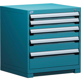 Rousseau Metal Inc. R5PDG-3006KD-51 Rousseau Modular Storage Drawer Cabinet 30x27x32, 5 Drawers (5 Sizes) w/o Divider, w/Lock, Blue image.
