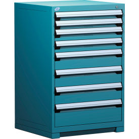 Rousseau Metal Inc. R5PDG-3804KD-51 Rousseau Modular Storage Drawer Cabinet 30x27x40, 7 Drawers (4 Sizes) w/o Divider, w/Lock, Blue image.