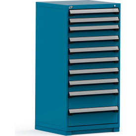 Rousseau Metal Inc. R5PDG-5822KD-51 Rousseau Modular Storage Drawer Cabinet 30x27x60, 10 Drawers (3 Sizes) w/o Divider, w/Lock, Blue image.