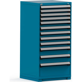 Rousseau Metal Inc. R5PDG-5824KD-51 Rousseau Modular Storage Drawer Cabinet 30x27x60, 12 Drawers (4 Sizes) w/o Divider, w/Lock, Blue image.