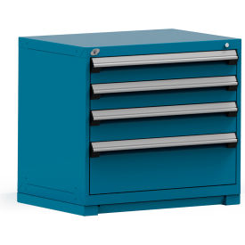 Rousseau Metal Inc. R5PEE-3014KD-51 Rousseau Modular Storage Drawer Cabinet 36x24x32, 4 Drawers (3 Sizes) w/o Divider, w/Lock, Blue image.