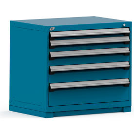 Rousseau Metal Inc. R5PEE-3006KD-51 Rousseau Modular Storage Drawer Cabinet 36x24x32, 5 Drawers (5 Sizes) w/o Divider, w/Lock, Blue image.