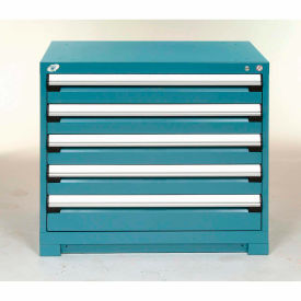 Rousseau Modular Storage Drawer Cabinet 36x24x32, 5 Drawers (2 Sizes) w/o Divider, w/Lock, Blue