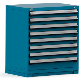 Rousseau Metal Inc. R5PEE-3806KD-51 Rousseau Modular Storage Drawer Cabinet 36x24x40, 8 Drawers (2 Sizes) w/o Divider, w/Lock, Blue image.
