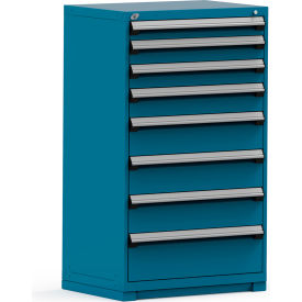 Rousseau Metal Inc. R5PEE-5818KD-51 Rousseau Modular Storage Drawer Cabinet 36x24x60, 8 Drawers (5 Sizes) w/o Divider, w/Lock, Blue image.
