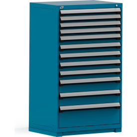 Rousseau Metal Inc. R5PEE-5824KD-51 Rousseau Modular Storage Drawer Cabinet 36x24x60, 12 Drawers (4 Sizes) w/o Divider, w/Lock, Blue image.