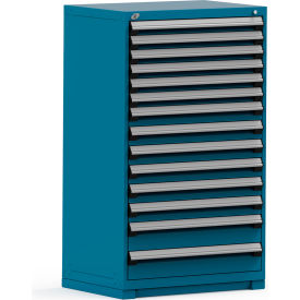 Rousseau Metal Inc. R5PEE-5826KD-51 Rousseau Modular Storage Drawer Cabinet 36x24x60, 14 Drawers (3 Sizes) w/o Divider, w/Lock, Blue image.