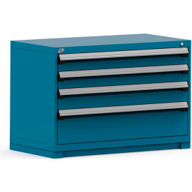 Rousseau Metal Inc. R5PHE-3014KD-51 Rousseau Modular Storage Drawer Cabinet 48x24x32, 4 Drawers (3 Sizes) w/o Divider, w/Lock, Blue image.