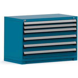 Rousseau Metal Inc. R5PHE-3008KD-51 Rousseau Modular Storage Drawer Cabinet 48x24x32, 6 Drawers (2 Sizes) w/o Divider, w/Lock, Blue image.