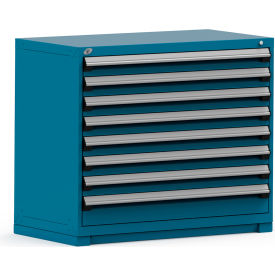 Rousseau Metal Inc. R5PHE-3806KD-51 Rousseau Modular Storage Drawer Cabinet 48x24x40, 8 Drawers (2 Sizes) w/o Divider, w/Lock, Blue image.
