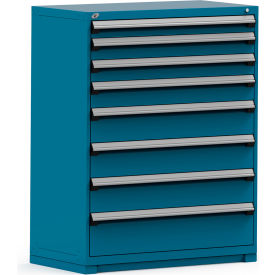 Rousseau Modular Storage Drawer Cabinet 48x24x60, 8 Drawers (5 Sizes) w/o Divider, w/Lock, Blue