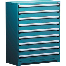 Rousseau Metal Inc. R5PHE-5820KD-51 Rousseau Metal Modular Storage Drawer Cabinet 48x24x60, 9 Drawers (1 Size) w/o Divider, w/Lock, Blue image.