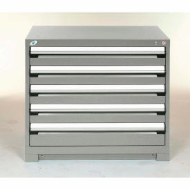 Rousseau Metal Inc. R5PDG-3004KD-71 Rousseau Modular Storage Drawer Cabinet 30x27x32, 5 Drawers (2 Sizes) w/o Divider, w/Lock, Gray image.