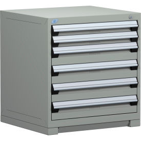 Rousseau Modular Storage Drawer Cabinet 30x27x32, 6 Drawers (2 Sizes) w/o Divider, w/Lock, Gray