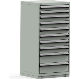 Rousseau Modular Storage Drawer Cabinet 30x27x60, 10 Drawers (3 Sizes) w/o Divider, w/Lock, Gray