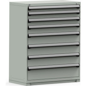 Rousseau Modular Storage Drawer Cabinet 48x24x60, 8 Drawers (5 Sizes) w/o Divider, w/Lock, Gray
