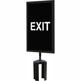 Lawrence Metal Prod. Inc S03711GLOBAL Tensator® Specialty Sign Bracket Kit, Double Sided, "Exit", 7"Wx,11"H, Black/White image.