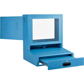 Global Industrial 239114BL Global Industrial™ Countertop LCD Computer Cabinet, Blue image.
