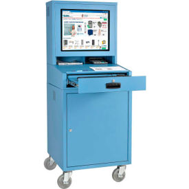 Global Industrial 239115BL Global Industrial™ Mobile LCD Computer Cabinet, Blue, Unassembled image.