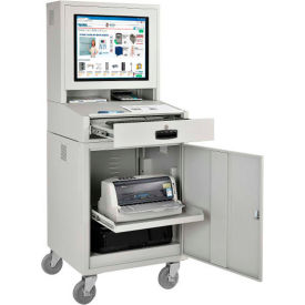 Global Industrial 239115GY Global Industrial™ Mobile LCD Computer Cabinet, Dark Gray, Unassembled image.
