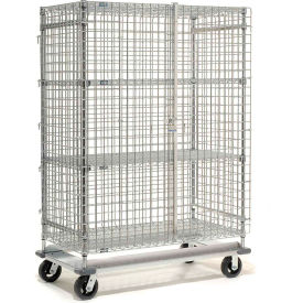 Global Industrial 800396 Dolly Base Security Truck, Chrome, 18"W x 48"L x 70"H, Rubber, 2 Swivel, 2 Rigid Casters image.