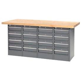 Global Industrial Workbench w/ Maple Square Edge Top & 16 Drawers, 72