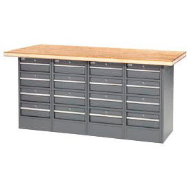 Global Industrial Workbench w/ Shop Top Square Edge & 16 Drawers, 72
