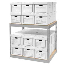 Global Industrial 130153 Global Industrial™ Record Storage With Boxes 42"W x 30"D x 36"H - Gray image.