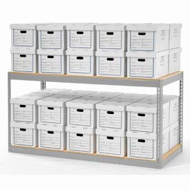 Global Industrial 130155 Global Industrial™ Record Storage With Boxes 72"W x 30"D x 36"H - Gray image.