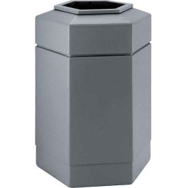 Dci  Marketing 737103 PolyTec™ Open Top Hex Waste Container, Gray, 30-Gallon image.