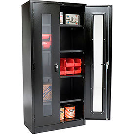 Global Industrial 237614BK Global Industrial™ Clear View Storage Cabinet Easy Assembly 36x18x78 - Black image.