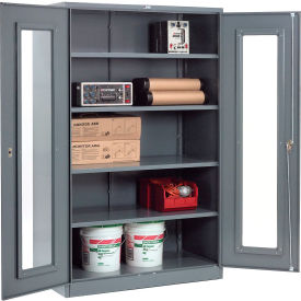 Global Industrial 237615GY Global Industrial™ Clear View Storage Cabinet Easy Assembly 48x24x78 - Gray image.