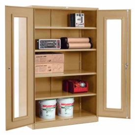 Global Industrial 237615TN Global Industrial™ Clear View Storage Cabinet Easy Assembly 48x24x78 - Tan image.