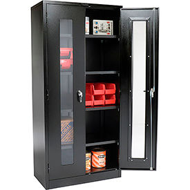 Global Industrial 237620BK Global Industrial™ Clear View Storage Cabinet Assembled 36x18x78 - Black image.