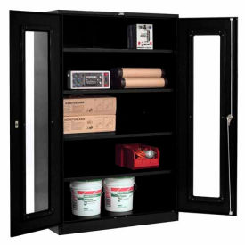 Global Industrial 237621BK Global Industrial™ Clear View Storage Cabinet Assembled 48x24x78 - Black image.