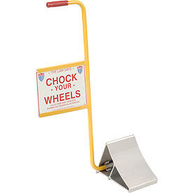 Vestil Manufacturing EALUM-7-HS Aluminum Wheel Chock EALUM-7-HS 10"L x 7"W x 8"H with Safety Sign image.
