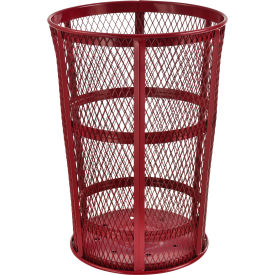 Global Industrial 237634RD Global Industrial™ Outdoor Steel Mesh Corrosion Resistant Trash Can, 48 Gallon, Red image.