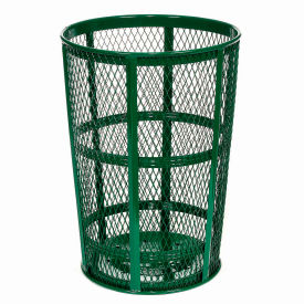 Global Industrial 237634GN Global Industrial™ Outdoor Steel Mesh Corrosion Resistant Trash Can, 48 Gallon, Green image.